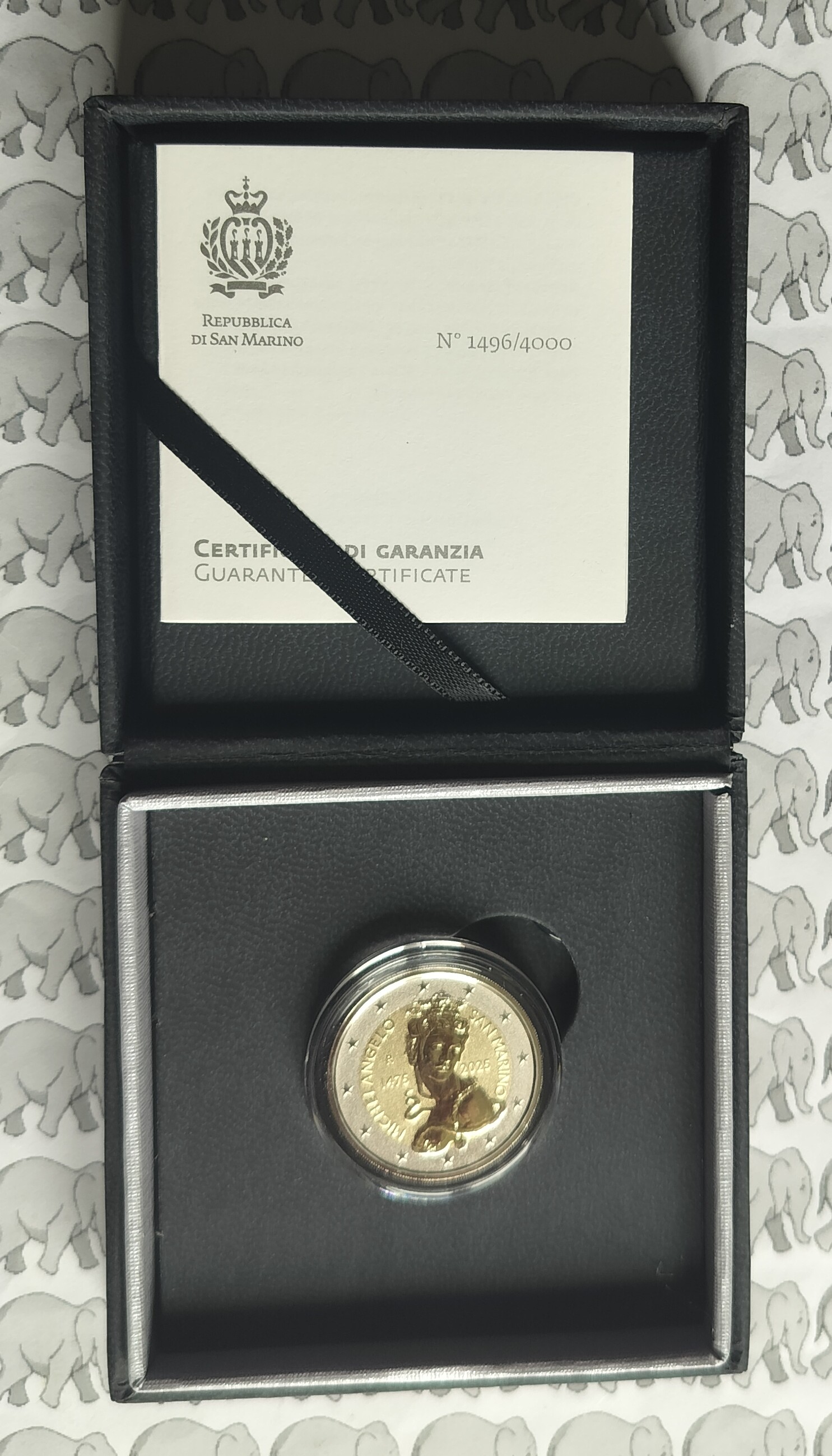 San Marino 2 euromunt CC 2025 (34e) "550e Verjaardag van Michelangelo", reverse proof in doosje met certificaat