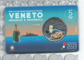 Italië 5 euromunt 2023 "Veneto – Prosecco E Granseola". Coincard in blister