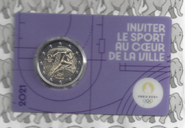 Frankrijk 2 euromunt CC 2021 (26e) "Olympische Zomerspelen Parijs 2024", in paarse coincard