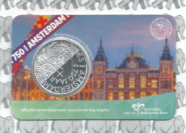 Nederland 5 euromunt 2024 (54e) "750 jaar Amsterdam Vijfje" (1e dag van uitgifte coincard in envelopje)