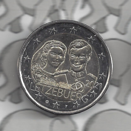 Luxemburg 2 euromunt CC 2021 (30B) "40e huwelijksjaar Groothertog Hendrik en Groothertogin Maria Teresa" in reliëf variant