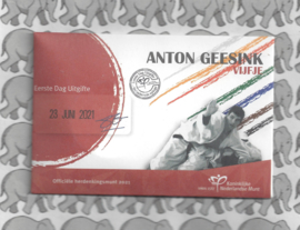 Nederland 5 euromunt 2021 (47e) "Anton Geesink vijfje" (1e dag van uitgifte coincard in envelopje)