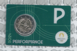 Frankrijk 2 euromunt CC 2024 (32e) "Olympische Zomerspelen van 2024", in groene coincard
