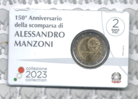 Italië 2 euromunt CC 2023 (34e) "150e Overlijdensjaar van Alessandro Manzoni" in coincard