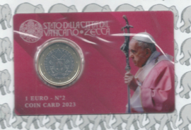 Vaticaan 1 euromunt 2023 in coincard, nummer 2