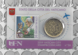 Vaticaan 4 x 50 eurocent 2019 in coincard met postzegel, nummer 26, 27, 28 en 29