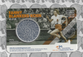 Nederland 5 euromunt 2018 (38e) "Fanny Blankers-Koen vijfje" (1e dag van uitgifte coincard in envelopje)