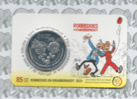 België 5 euromunt 2023 "85 jaar Robbedoes en Kwabbernoot", reliëf in coincard