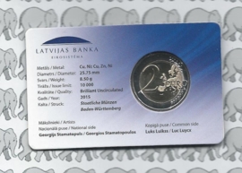 Latvia 2 eurocoin CC 2015 "30 jaar Europese vlag" (in coincard)