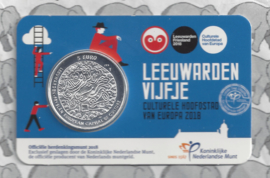 Nederland 5 euromunt 2018 (37e) "Leeuwarden vijfje" (1e dag van uitgifte coincard in envelopje)