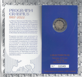 Spanje 2 euromunt CC 2022 (22e) "35 jaar Erasmus programma", proof in blister