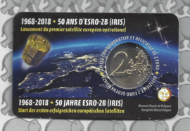 België 2 euromunt CC 2018 "50 Jaar na de lancering van de satelliet ESRO 2B" in coincard Nederlandse versie