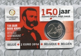 België 2 euromunt CC 2014 "150 jaar Rode kruis" in coincard Franse versie