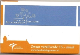 Netherlands 5 eurocoin 2011 "100 jaar Muntgebouw" (in coincard)