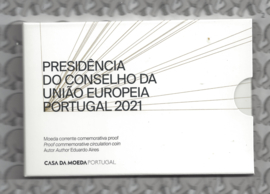Portugal 2 euromunt CC 2021 (26e) "Voorzitter van de EU raad" proof in blister