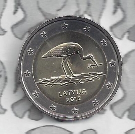 Latvia 2 eurocoin CC 2015 "zwarte ooievaar"
