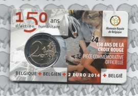 België 2 euromunt CC 2014 "150 jaar Rode kruis" in coincard Nederlandse versie