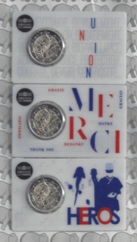 Frankrijk 3 x 2 euromunt CC 2020 (24e) "Medisch onderzoek", in 3 verschillende coincards