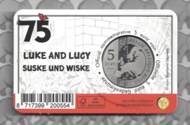 België 2 x 5 euromunt 2020 "75 jaar Suske en Wiske" (geen kleur en kleur), in coincard