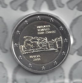 Malta 2 euromunt CC 2018 "Megalithische tempels van Mnajdra" met Maltees muntteken (F).