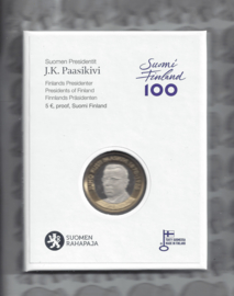 Finland 5 euromunt 2017 "Presidenten, Juho Kusti Paasikivi" (58e), proof in doosje"