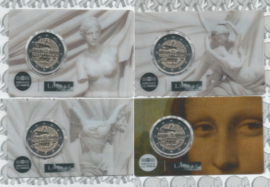 Frankrijk 4 x 2 euromunt CC 2025 (34e) "Museum des Louvre" in 4 verschillende coincards