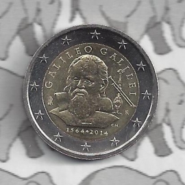 Italy 2 eurocoin CC 2014 "450e verjaardag van de geboorte van Galileo Galilei (geboren in 1564)"