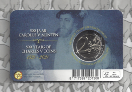 België 2 euromunt CC 2021 (27e) "500 Jaar na de introductie van zijn tweede muntserie door Karel V" in coincard Franse versie