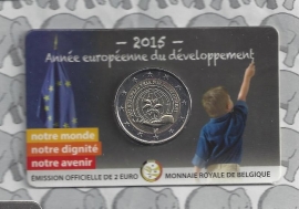 Belgium 2 eurocoin CC 2015 "Europees jaar voor ontwikkeling" in coincard Franse versie