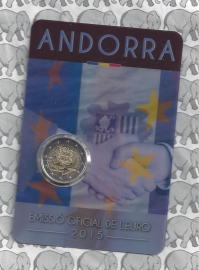 Andorra 2 eurocoin CC 2015 "25e verjaardag van de ondertekening van de douaneovereenkomst met de Europese Unie" in coincard