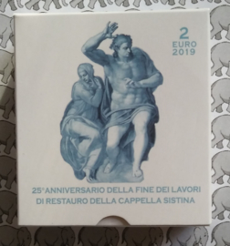 Vaticaan 2 euromunt CC 2019 "25e verjaardag van de restauratie van de Sixtijnse Kapel", proof in doosje met certificaat