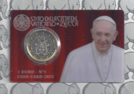 Vaticaan 1 euromunt 2022 in coincard, nummer 1