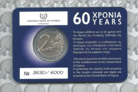 Cyprus 2 euromunt CC 2023 (7e) "60 Jaar Centrale Bank van Cyprus", in coincard