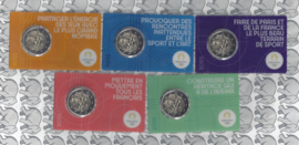 Frankrijk 5 x 2 euromunt CC 2022 (28e) "Olympische Zomerspelen Parijs 2024", in 5 verschillende coincards