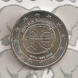 Austria 2 eurocoin CC 2009 "EMU"