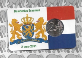 Nederland 2 euromunt CC 2011 "Erasmus" in coincard 2e versie