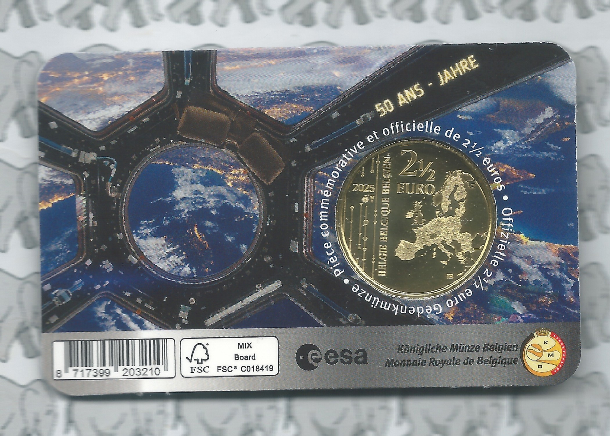 België 2,5 euromunt 2025 "ESA" in coincard Nederlandse versie