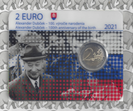 Slowakije 2 euromunt CC 2021 (14e) "100e Geboortejaar van Alexander Dubcek" (in coincard)