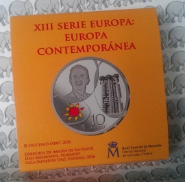Spain 10 eurocoin 2016 "Modern Europa", proof in box met certificaat