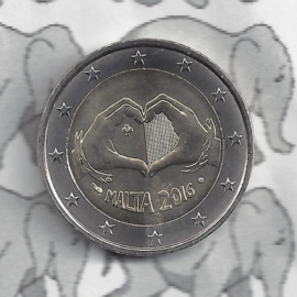 Malta 2 euromunt CC 2016 "Liefde", met muntteken Monnaie de Paris.