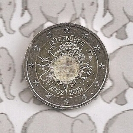 Luxemburg 2 eurocoin CC 2012 "10 jaar euro"