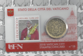 Vaticaan 4 x 50 eurocent 2018 in coincard met postzegel, nummer 18, 19, 20 en 21