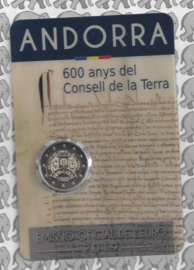 Andorra 2 euromunt CC 2019 (11e) "600 Jaar Aarderaad", in coincard