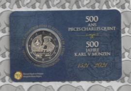 België 2 euromunt CC 2021 (27e) "500 Jaar na de introductie van zijn tweede muntserie door Karel V" in coincard Franse versie