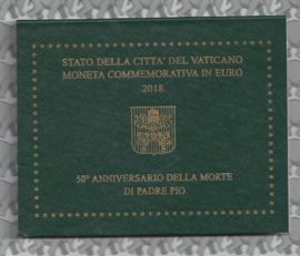 Vaticaan 2 euromunt CC 2018 (19e) "50ste sterfdag Pater Pio" (in blister)