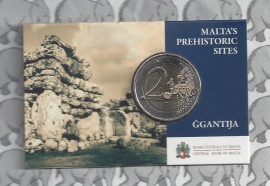 Malta 2 eurocoin CC 2016 "Megalithische tempels van Ggantija", with mintmark Monnaie de Paris in coincard.