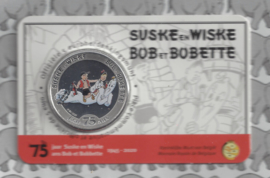 België 2 x 5 euromunt 2020 "75 jaar Suske en Wiske" (geen kleur en kleur), in coincard