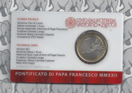 Vaticaan 1 euromunt 2022 in coincard, nummer 1