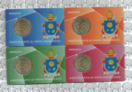 Vaticaan 4 x 50 eurocent 2023 in coincard met postzegel, nummer 44, 45, 46 en 47