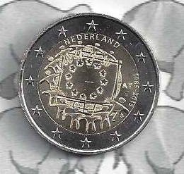 Netherlands 2 eurocoin CC 2015 "30 jaar Europese vlag"